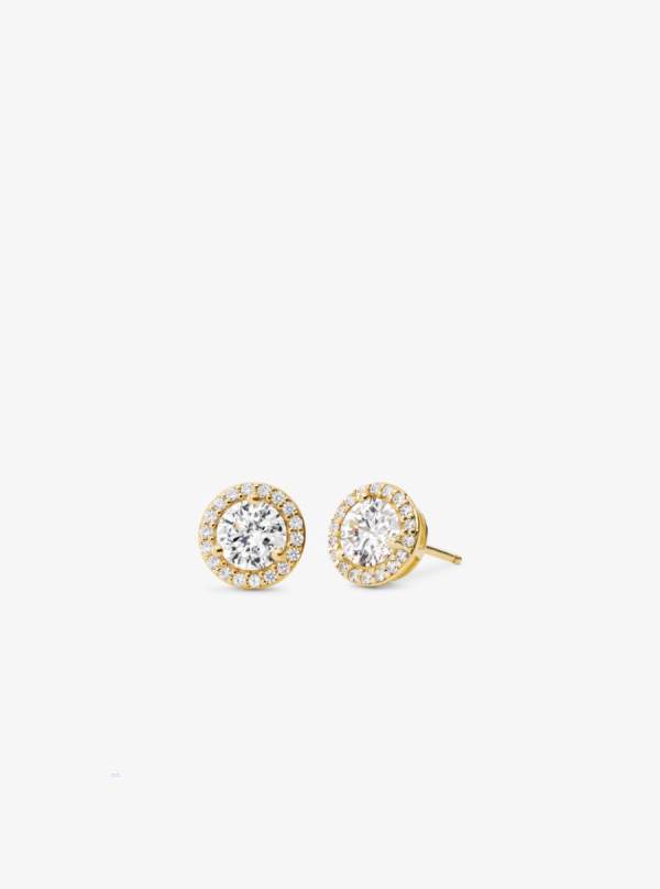 Damske Nausnice Michael Kors Precious Metal-Plated Sterling Silver Pavé Studs Zlate - Šperky Michael Kors Outlet | SIAUB-8413